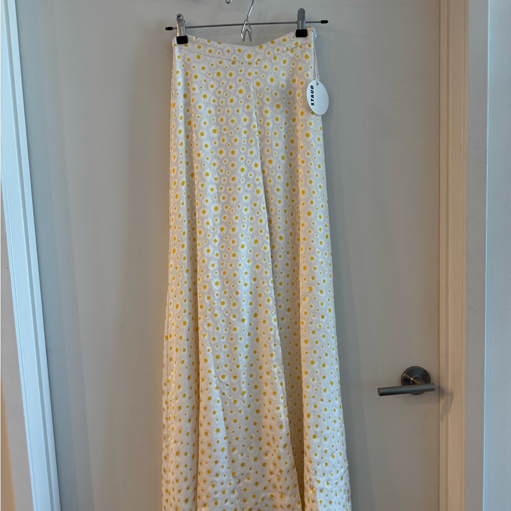 STAUD Tropics Wide Leg Pants Skirt Style Daisy White Yellow NWT XS
